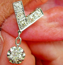 Load image into Gallery viewer, Earth mined Cushion cut Diamond Art Deco Earrings Elegant Antique Design Dangles