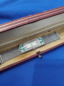 Art Deco Tiffany & co Watch Rare Exciting Antique Diamond Emerald Platinum Design