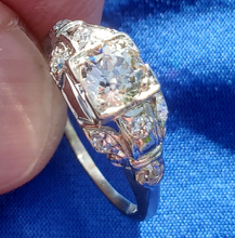Load image into Gallery viewer, 1.15 carat Earth mine European cut Diamond Deco Engagement Ring Vintage White Gold Solitaire