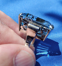 Load image into Gallery viewer, 40 carat European Design Topaz Deco Engagement Ring Vintage Cocktail Solitaire setting