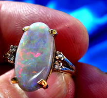 Load image into Gallery viewer, Genuine 3 Carat Opal Diamond Deco Engagement Ring Original 14k Setting.