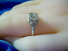 Load image into Gallery viewer, 0.79 carat Earth mined Diamond Deco Engagement Ring Antique Platinum Solitaire size 5.75