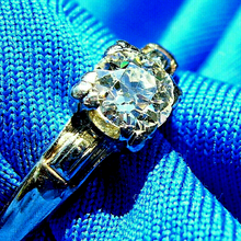 Load image into Gallery viewer, 0.50 carat Genuine European cut Diamond Deco Engagement Ring Real Antique Solitaire