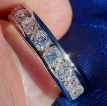 Load image into Gallery viewer, 1.40 carat Earth mined Fine Diamond Deco Wedding Band Platinum Anniversary Ring Size 5.25