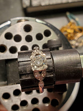 Load image into Gallery viewer, Genuine 1.33 carat Diamond Cushion cut Art Deco Engagement Ring Antique Platinum Solitaire SIZE 7.25