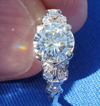 Load image into Gallery viewer, 1.18 carat Earth mined Diamond Art Deco Engagement Ring Antique Platinum Solitaire