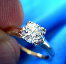 Load image into Gallery viewer, Earth mined European cut Diamond Deco Engagement Ring Vintage Cushion Solitaire