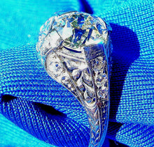 Load image into Gallery viewer, 1.55 carat Earth Mined European cut Diamond Deco Engagement Ring Antique Cushion Solitaire