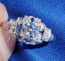 Load image into Gallery viewer, Genuine European cut Diamond Art Deco Engagement Ring Antique Platinum Designer Setting