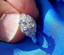 Load image into Gallery viewer, 0.79 carat Earth mined Diamond Deco Engagement Ring Antique Platinum Solitaire size 5.75