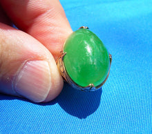 Load image into Gallery viewer, Earth mined 25 Carat Antique Green JADE Engagement Ring Art Deco 14k Rose Gold