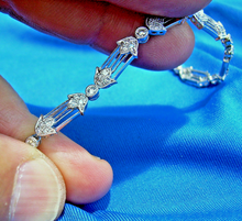 Load image into Gallery viewer, Genuine Diamond Deco Line Tennis Bracelet Elegant Vintage 18K White Gold Design