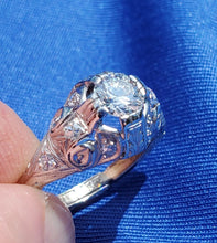 Load image into Gallery viewer, 0.70 carat Earth mined European cut Diamond Deco Engagement Ring Vintage Platinum Solitaire