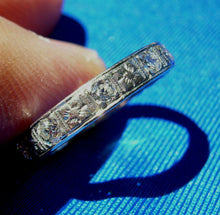 Load image into Gallery viewer, 0.50 carat Earth mined Diamond Deco Wedding Band Antique Platinum Eternity Anniversary Ring size 5