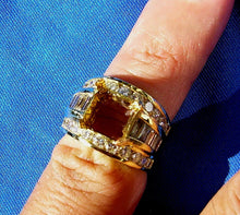 Load image into Gallery viewer, 8 carat Earth mined Emerald and Diamond Engagement Ring Vintage Style Solitaire 18k Gold