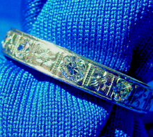 Load image into Gallery viewer, 0.50 carat Earth mined Diamond Deco Wedding Band Antique Platinum Eternity Anniversary Ring size 5