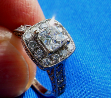 Load image into Gallery viewer, 1.3 carat Earth mined Diamond Deco Engagement Ring 14k White Gold Halo Setting