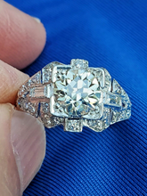Load image into Gallery viewer, 2.06 carat Earth mined European cut Diamond Art Deco Engagement Ring Antique Platinum Solitaire