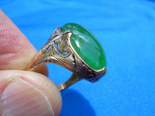 Load image into Gallery viewer, Earth mined 25 Carat Antique Green JADE Engagement Ring Art Deco 14k Rose Gold