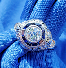 Load image into Gallery viewer, 1.40 carat Genuine Diamond Antique Engagement Ring Art Deco Platinum Solitaire setting size 5