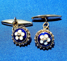 Load image into Gallery viewer, Elegant Unique Art Deco 14K Gold Cufflinks Rare Signed Antique Enamel Buttons