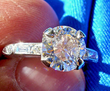 Load image into Gallery viewer, 2 carat Earth mined European cut Diamond Deco Engagement Ring Antique Platinum Solitaire