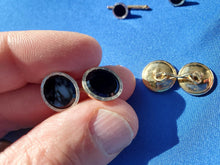 Load image into Gallery viewer, Elegant Vintage Art Deco Platinum Rim Onyx Cuff Links 14k Gold Unique Design Buttons set