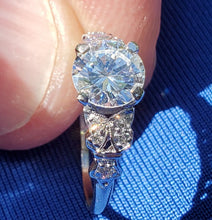 Load image into Gallery viewer, 1.18 carat Earth mined Diamond Art Deco Engagement Ring Antique Platinum Solitaire