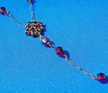 Load image into Gallery viewer, Antique Garnet Deco 10k Gold Necklace Unique Vintage 18" inch Chain