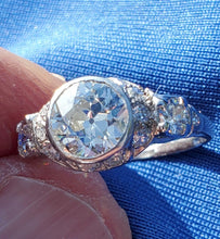 Load image into Gallery viewer, 1.50 carat Earth mined European cut Diamond Engagement Ring Vintage Deco Platinum Solitaire