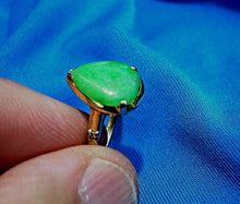 Load image into Gallery viewer, Earth mined Green Jade Deco Engagement Ring Antique Solid 14k Gold Solitaire size 6