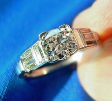 Load image into Gallery viewer, 1.38 carat Earth mined Diamond Art Deco Engagement Ring Unique Antique Platinum Solitaire