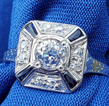 Load image into Gallery viewer, 0.76 carat Earth mined Antique Diamond Engagement Ring European Deco Platinum Solitaire size 5.25