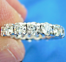 Load image into Gallery viewer, EARTH Mined European cut Diamond Art Deco Band Antique Platinum Eternity Anniversary Ring size 3.5