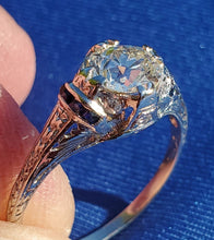 Load image into Gallery viewer, 1.41 Carat Earth mined Diamond Sapphire Antique Engagement Ring European Art Deco Platinum Solitaire
