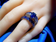 Load image into Gallery viewer, Genuine 9 carat Sapphire Wedding Band 14k White Gold Deco Eternity Anniversary Ring