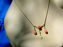 Load image into Gallery viewer, Art Deco Art Nouveau Coral Guilloche Enamel Necklace 14k Gold 18" inch Chain