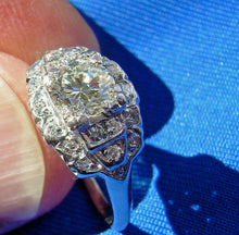Load image into Gallery viewer, 1 carat Earth mined Diamond Art Deco Engagement Ring Vintage Antique Platinum Solitaire
