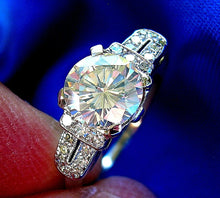 Load image into Gallery viewer, Earth mined Diamond Deco Engagement Ring Vintage Platinum Solitaire