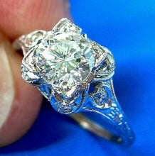 Load image into Gallery viewer, Genuine Diamond Art Deco Engagement Ring Vintage Antique Style Platinum Solitaire