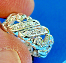 Load image into Gallery viewer, Genuine Diamond Art Deco Wedding Band Antique Eternity Anniversary Ring SIZE 6