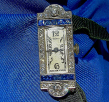 Load image into Gallery viewer, 1920s Art Deco Raymond Yard Antique Diamond Sapphire Platinum Watch