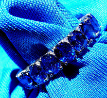 Load image into Gallery viewer, Genuine 9 carat Sapphire Wedding Band 14k White Gold Deco Eternity Anniversary Ring