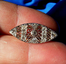 Load image into Gallery viewer, Earth mined Diamond Art Deco Brooch Special Antique Platinum Filigree Pendant Charm