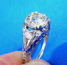 Load image into Gallery viewer, Earth mined European cut Diamond Art Deco Engagement Ring Vintage Antique Platinum Solitaire