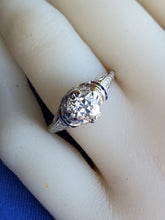 Load image into Gallery viewer, 1.41 Carat Earth mined Diamond Sapphire Antique Engagement Ring European Art Deco Platinum Solitaire