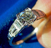 Load image into Gallery viewer, 1.38 carat Earth mined Diamond Art Deco Engagement Ring Unique Antique Platinum Solitaire