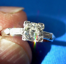 Load image into Gallery viewer, Earth mined Diamond Art Deco Engagement Ring Antique Platinum Solitaire 0.52 carat
