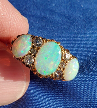 Load image into Gallery viewer, Exquisite Art Deco Antique Diamond Opal Engagement Ring 3.25 carat Victorian 18k Gold