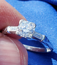 Load image into Gallery viewer, Earth mined European cut Diamond Art Deco Platinum Engagement Ring. Vintage Antique Natural Diamonds Solitaire